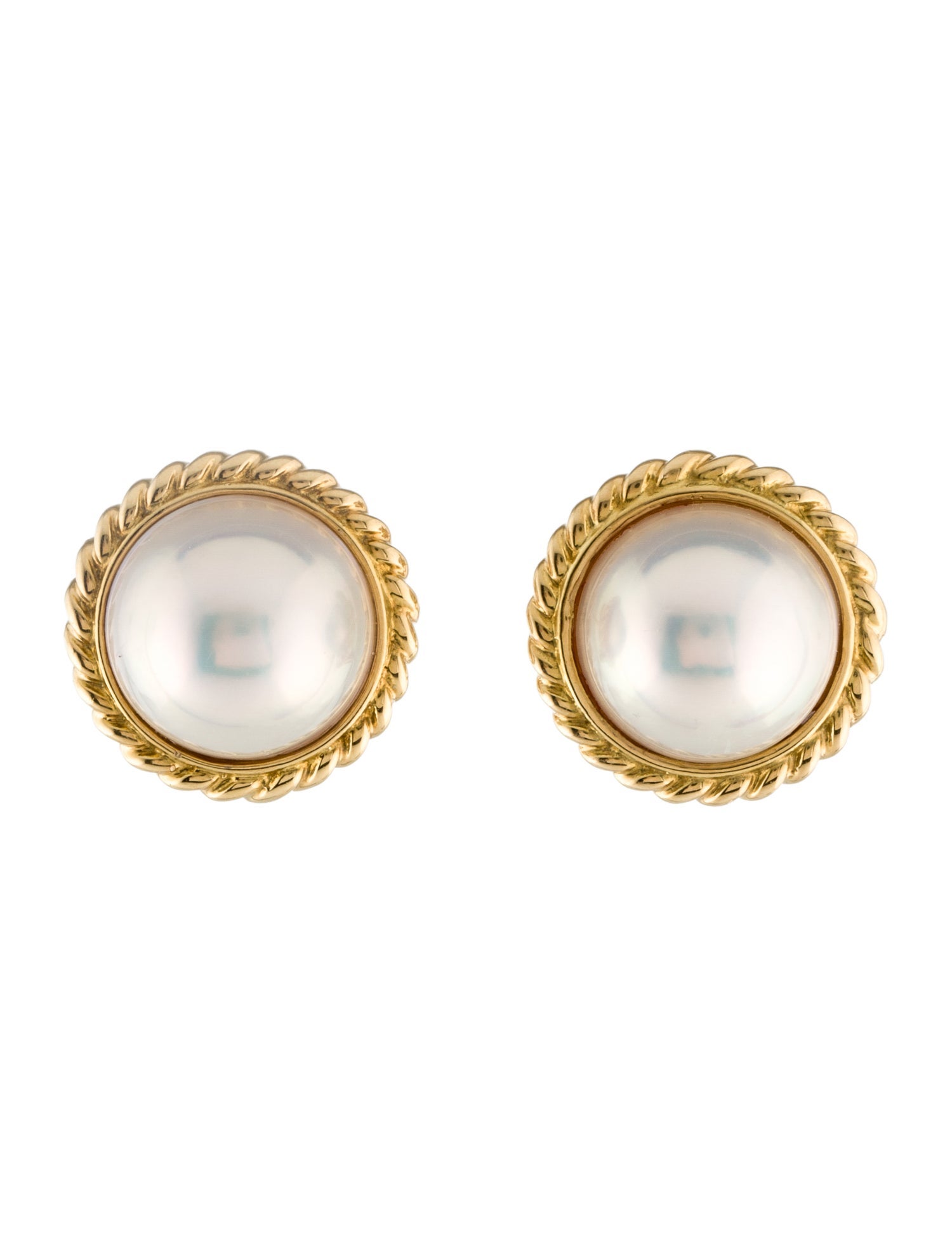Mikimoto 18K Mabé Pearl Earclip Earrings