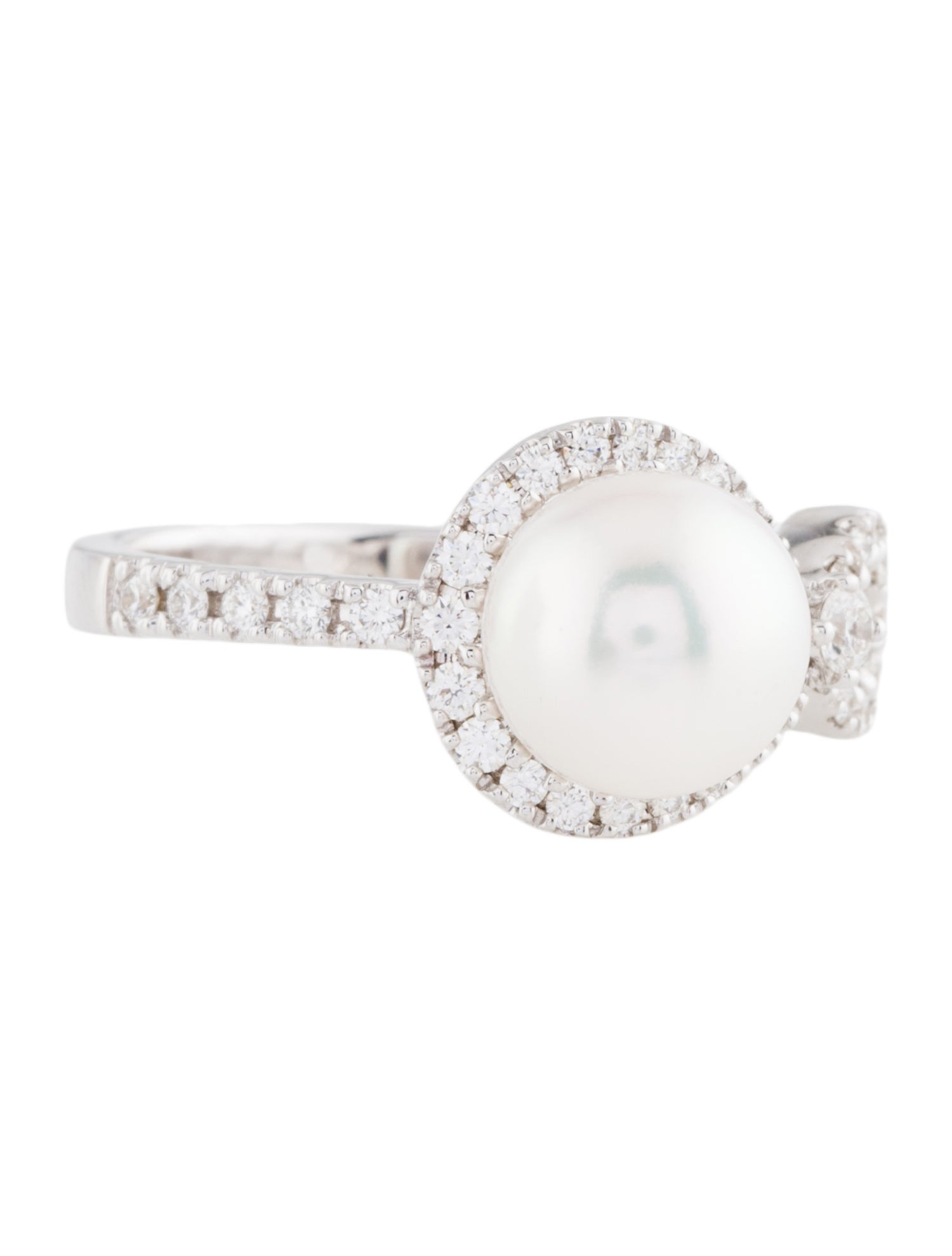 Mikimoto 18K Pearl & Diamond Ruyi Collection Cocktail Ring