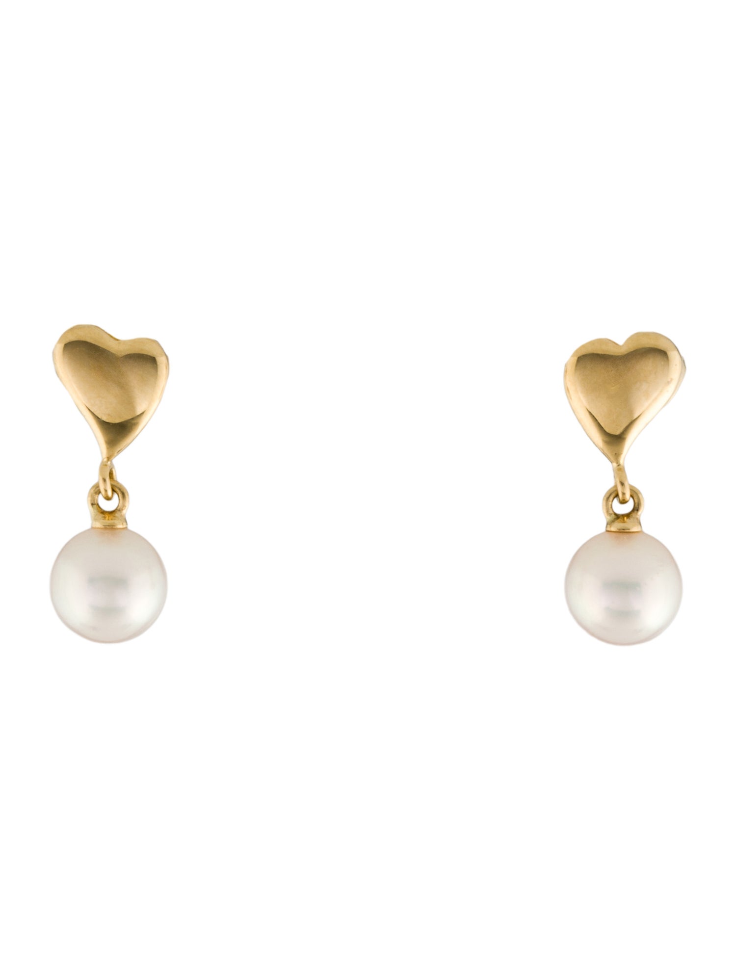 Mikimoto 18K Pearl Heart Drop Earrings