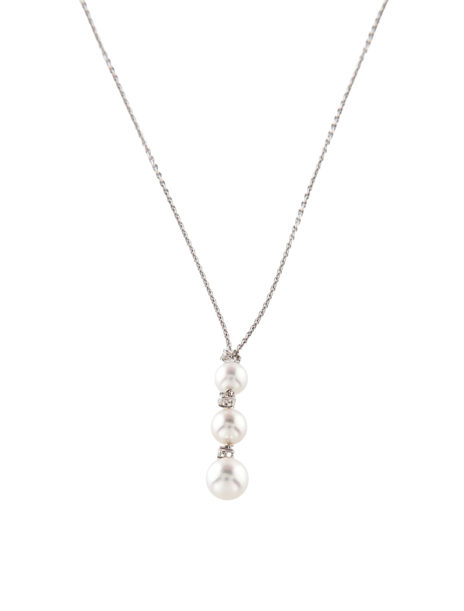 Mikimoto 18K Pearl & Diamond Pendant Necklace
