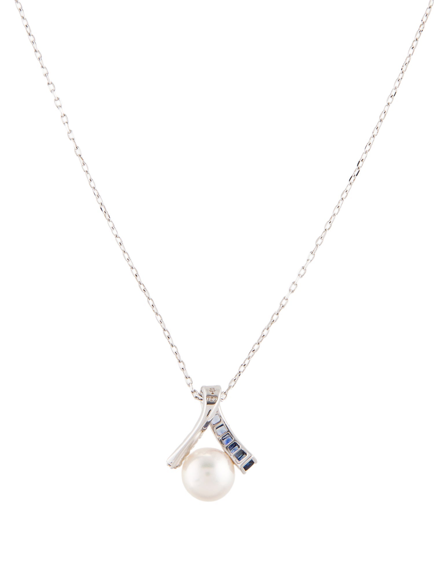 Mikimoto 18K Pearl, Diamond & Sapphire Pendant Necklace
