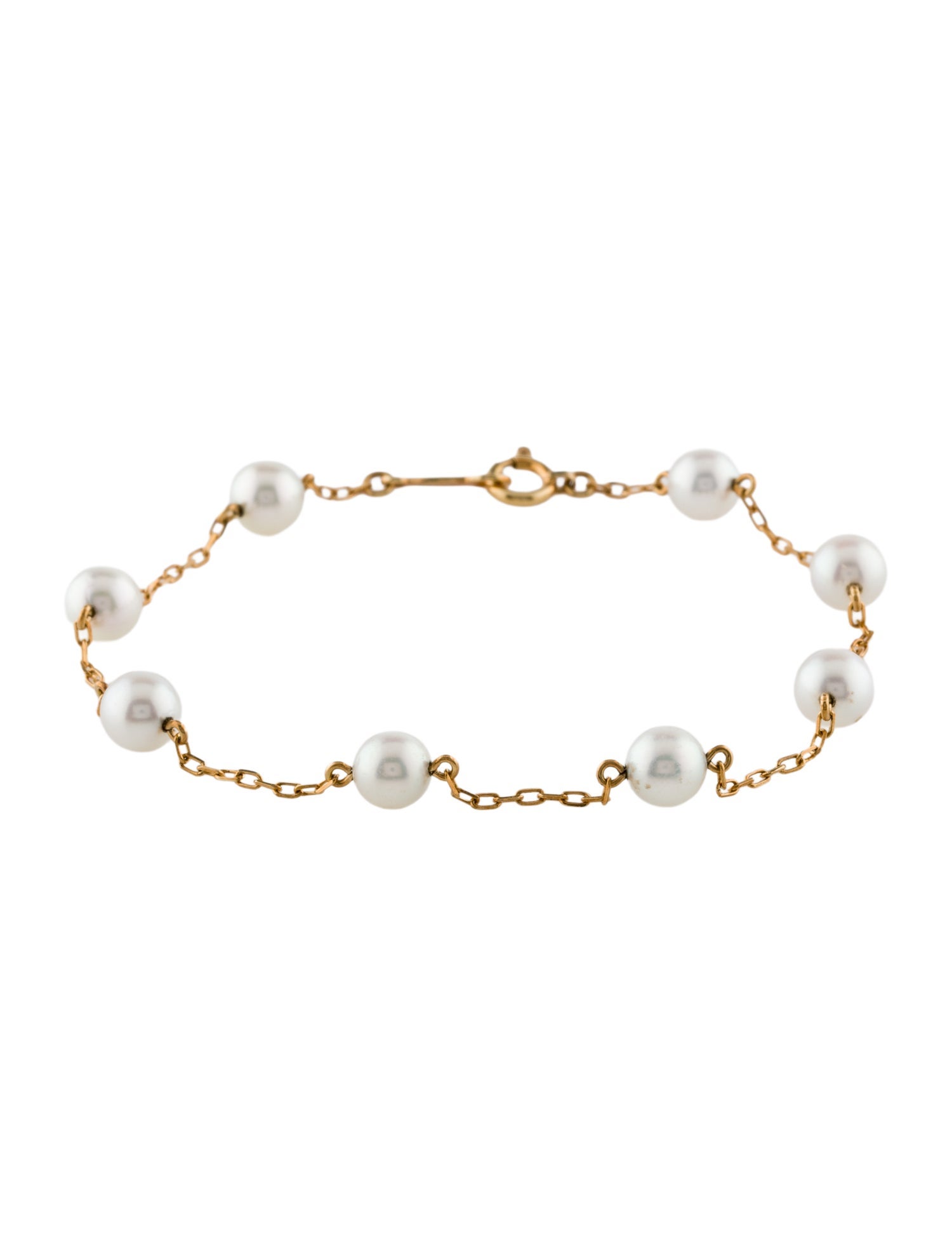 Mikimoto 18K Pearl Tin Cup Station Bracelet