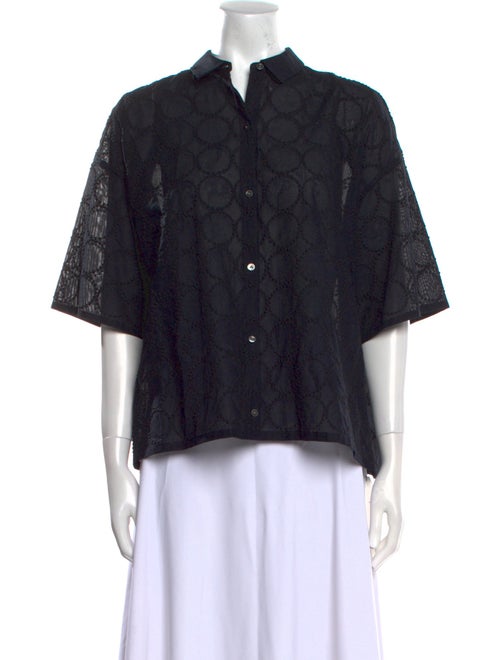 Mina Perhonen Polka Dot Print Short Sleeve Button-Up Top