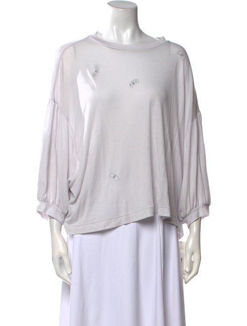 Mina Perhonen Scoop Neck Three-Quarter Sleeve T-Shirt