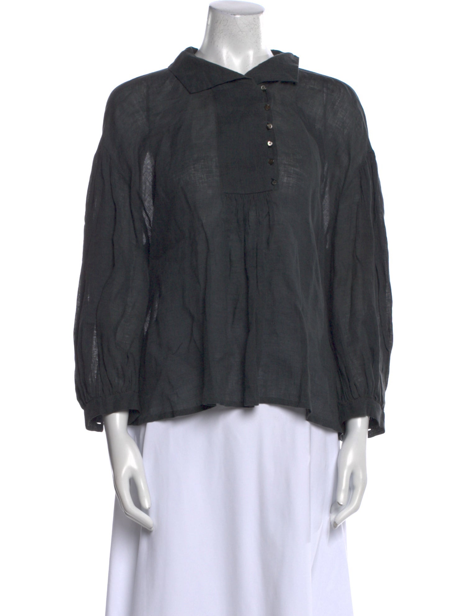 Mina Perhonen Linen Mock Neck Blouse