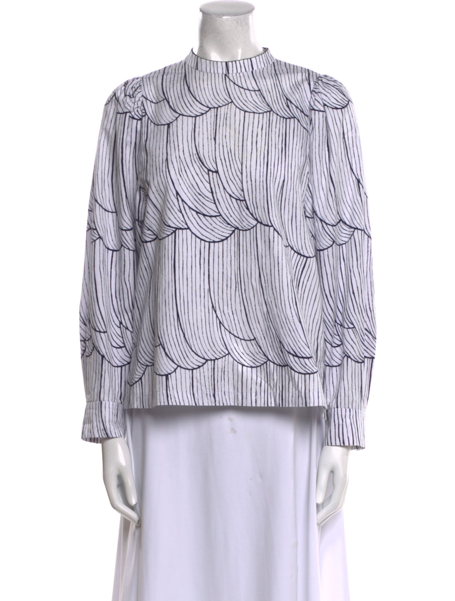 Mina Perhonen Striped Mock Neck Blouse