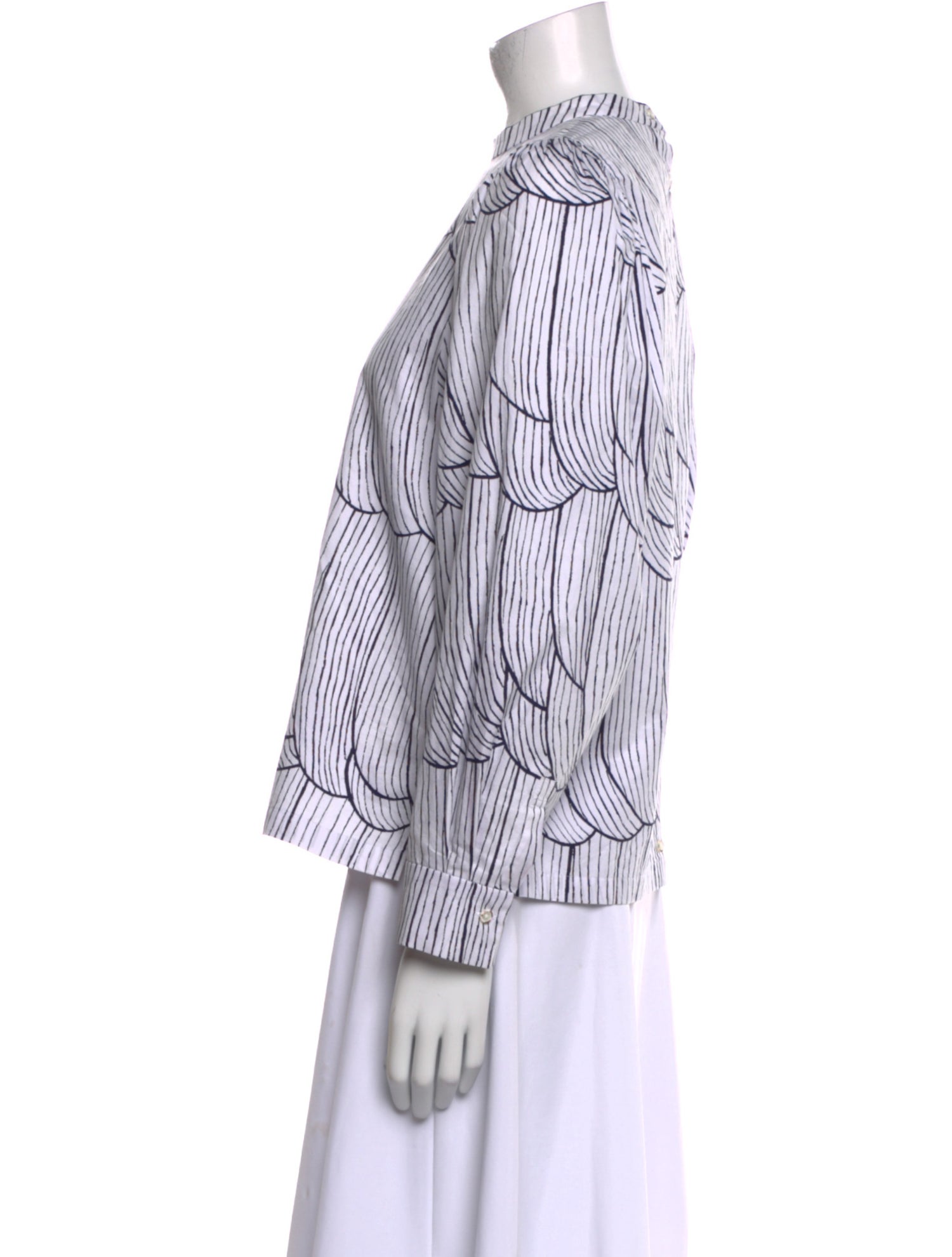 Mina Perhonen Striped Mock Neck Blouse