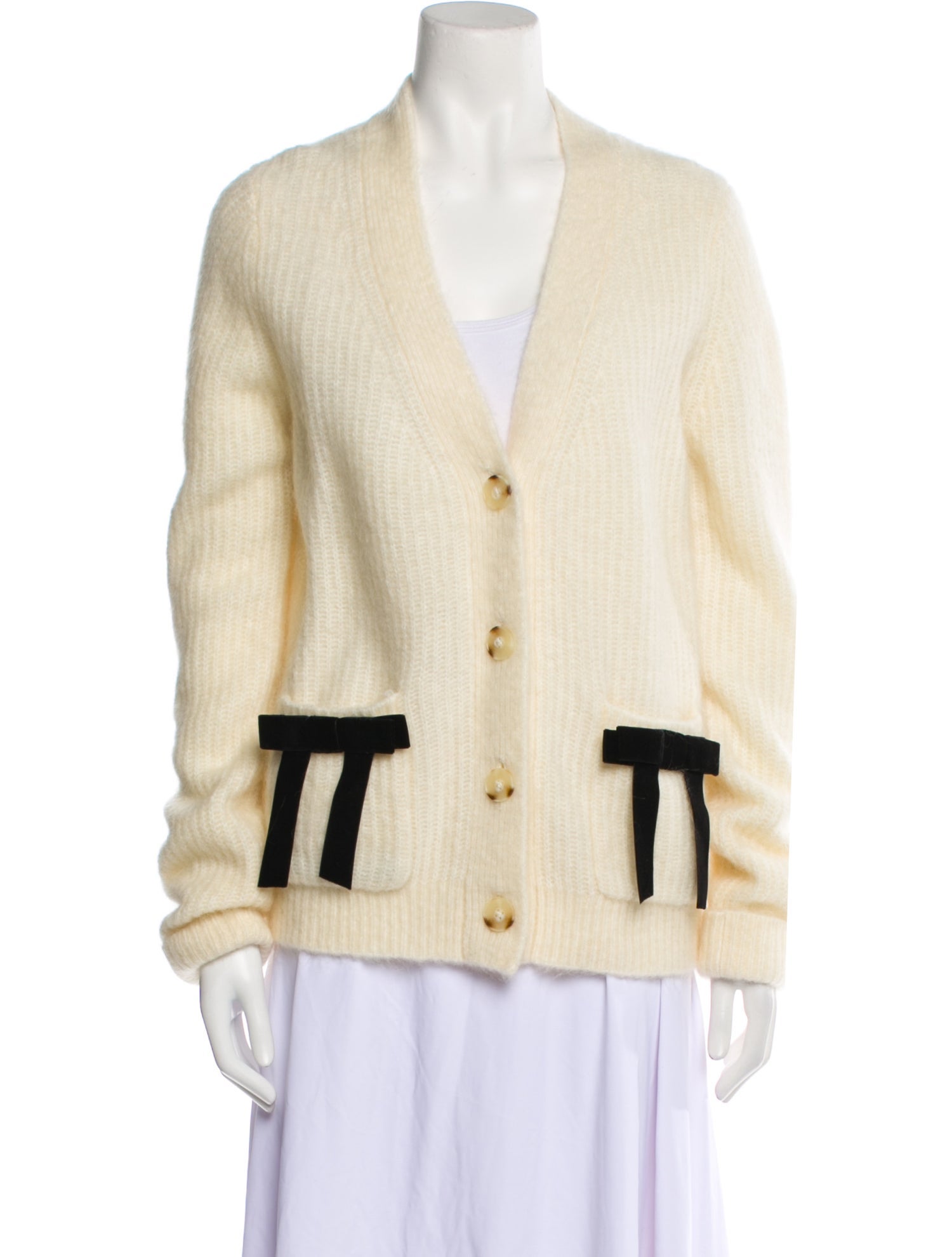 Ming Ma Mohair Plunge Neckline Sweater