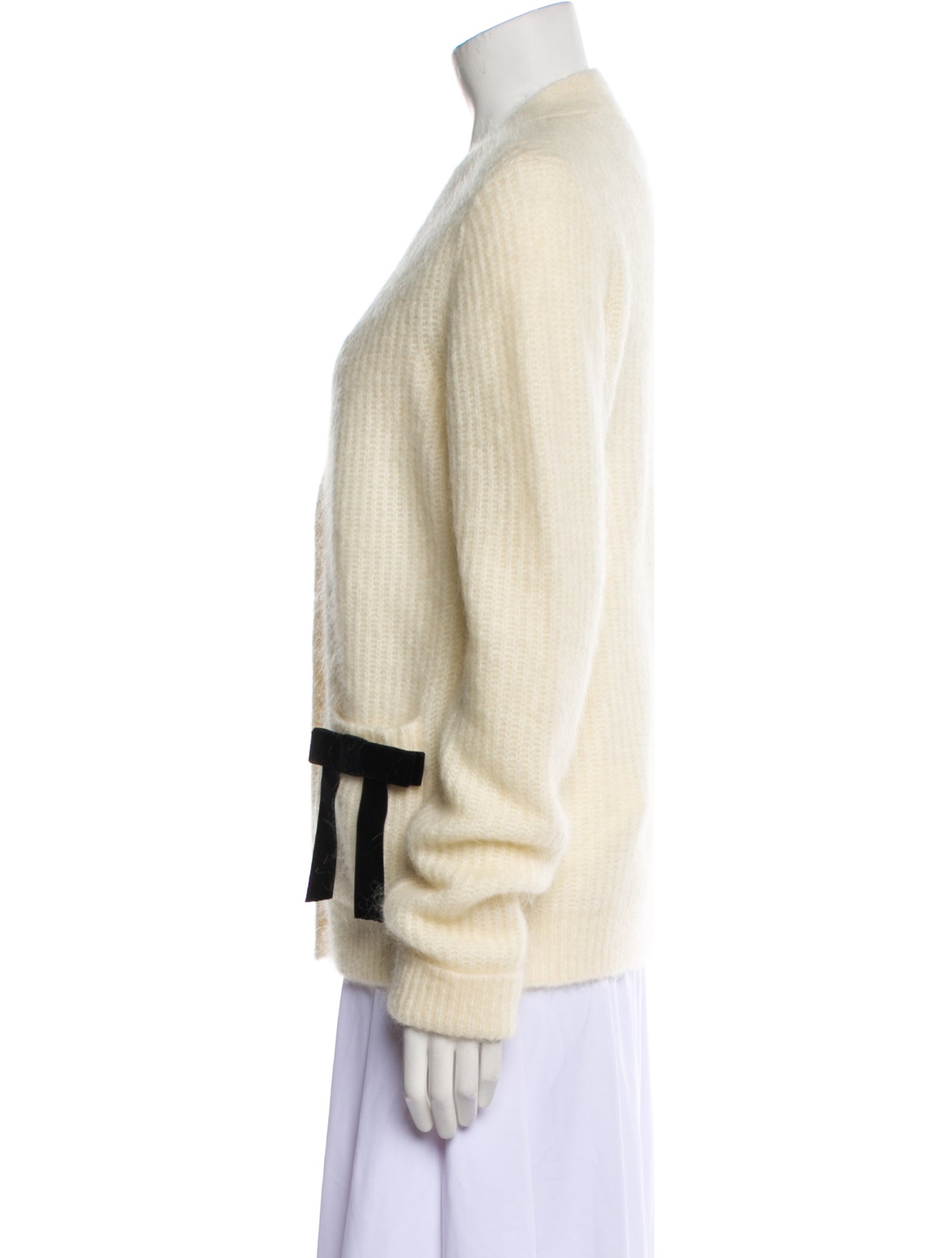 Ming Ma Mohair Plunge Neckline Sweater