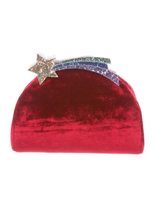 Ming Ray Velvet Rainbow Clutch w/ Tags Red