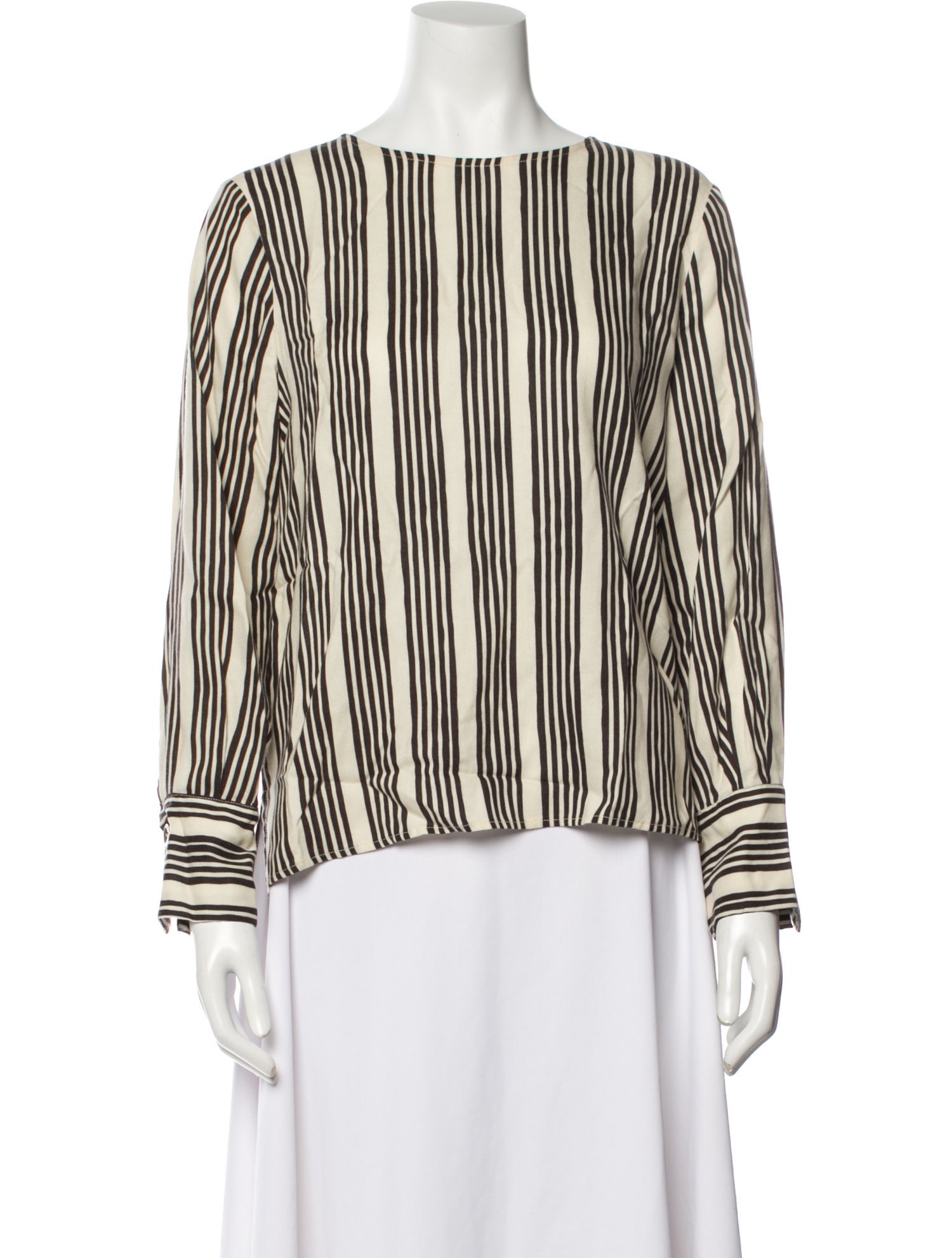 Momoni Striped Bateau Neckline Blouse