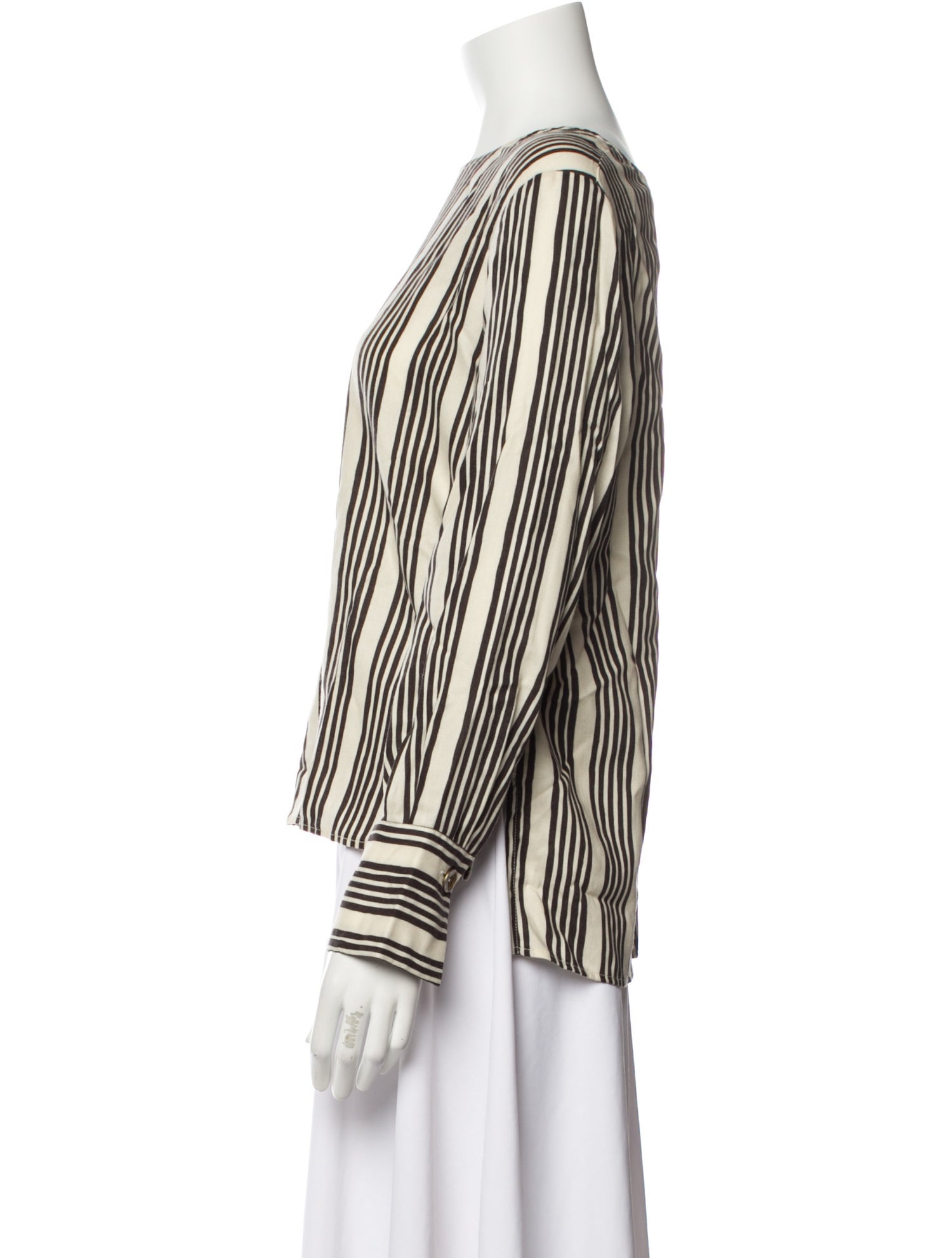 Momoni Striped Bateau Neckline Blouse