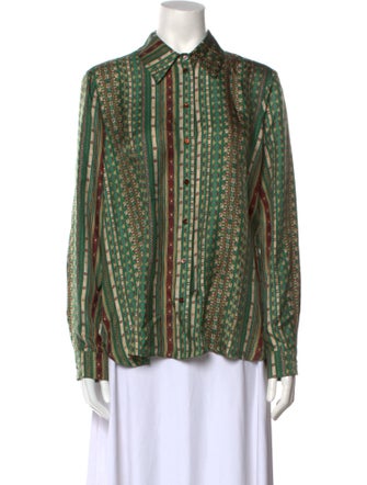 Momoni Silk Printed Button-Up Top