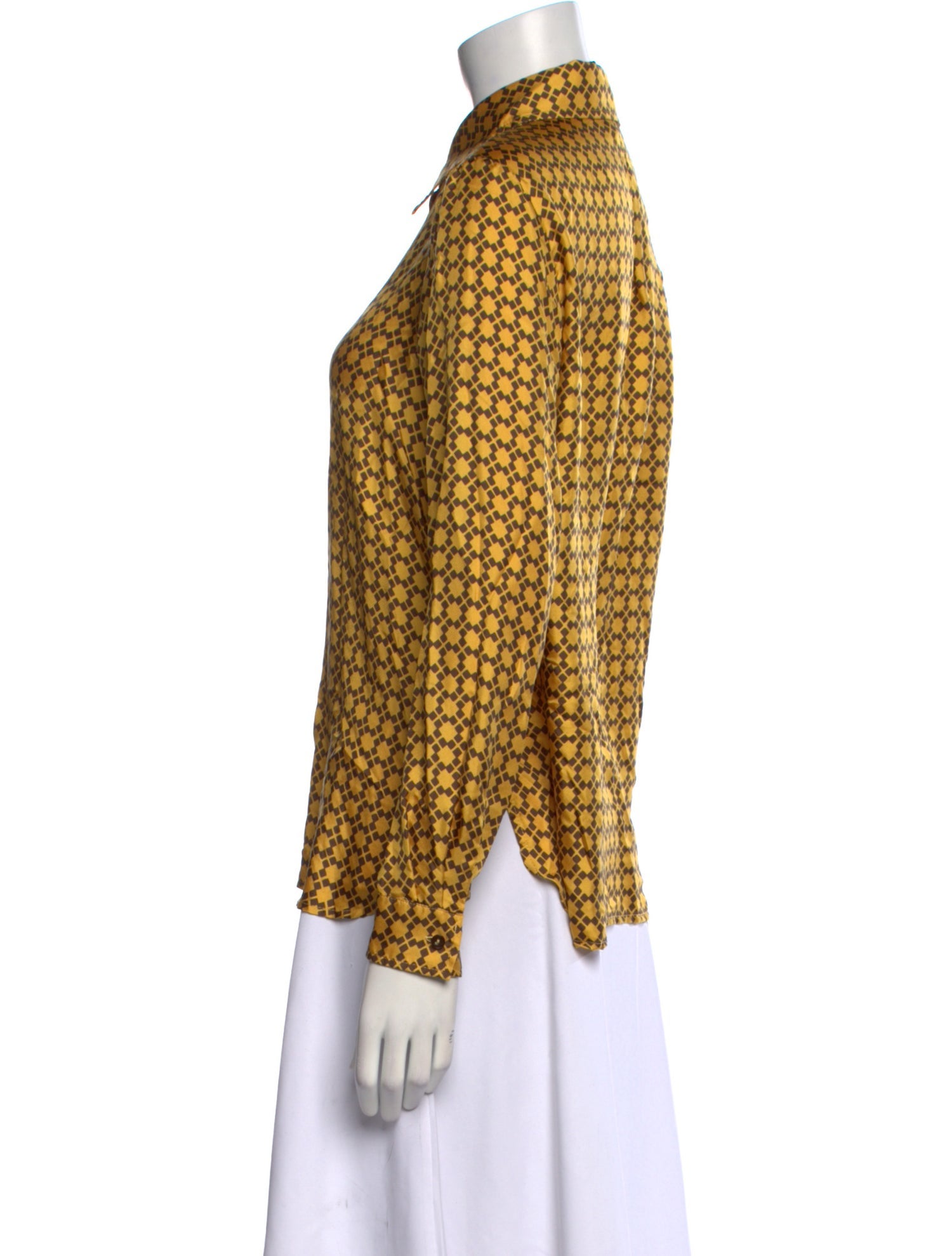 Momoni Silk Printed Button-Up Top