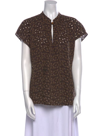 Momoni Patterned V-Neck Top