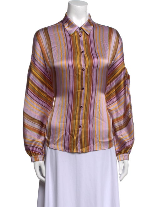 Momoni Silk Striped Button-Up Top