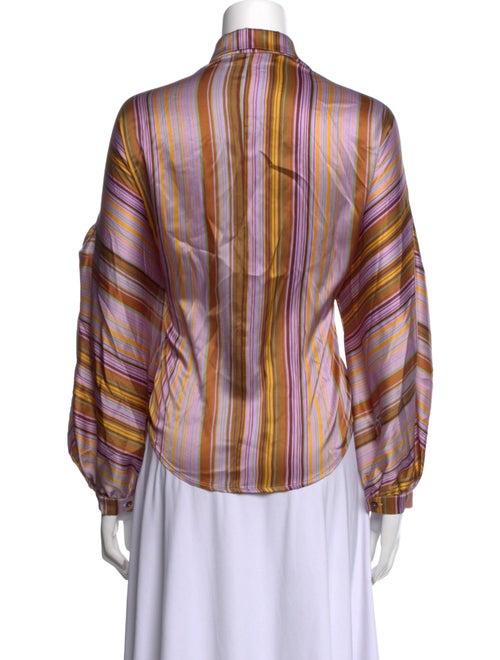 Momoni Silk Striped Button-Up Top