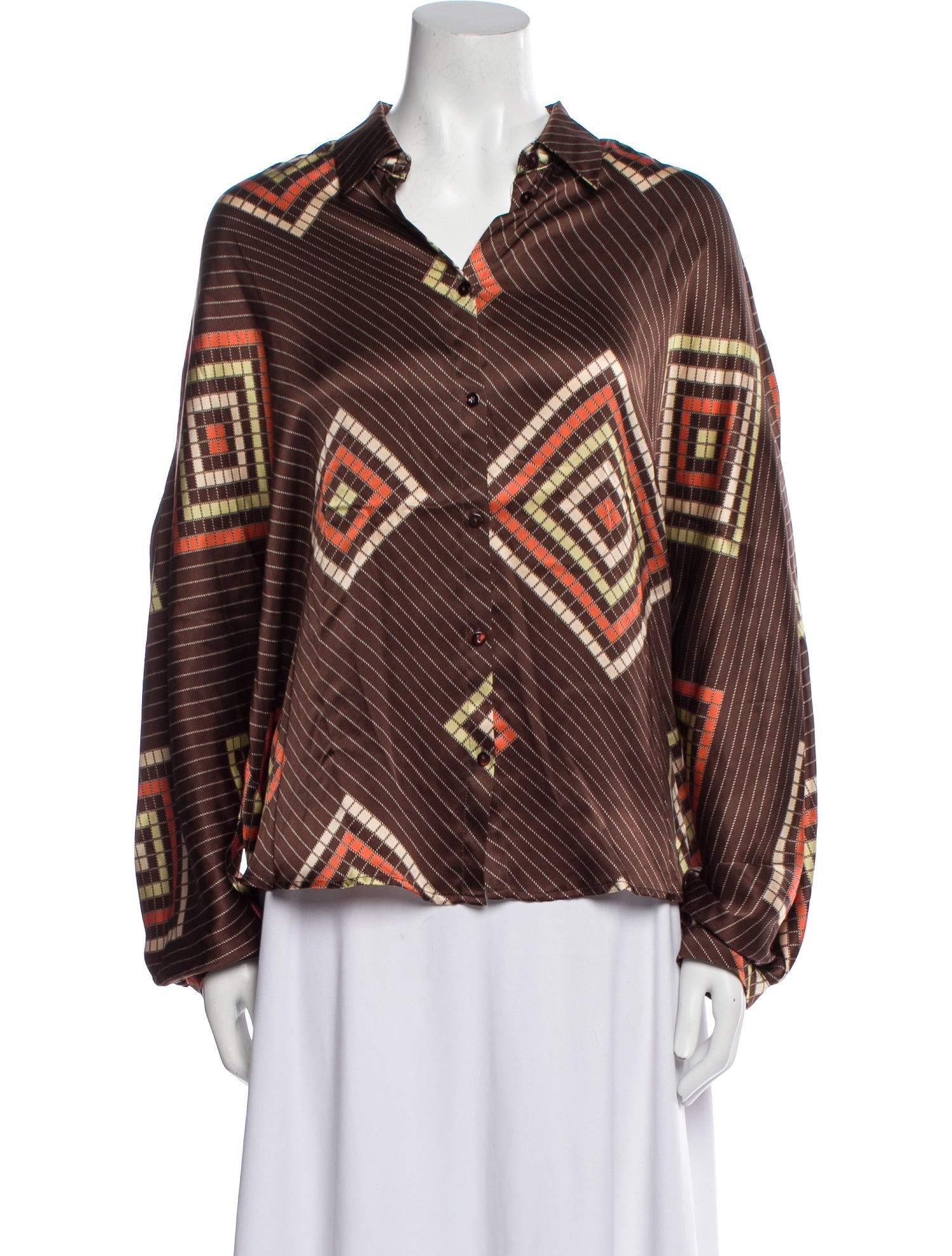 Momoni Silk Printed Button-Up Top