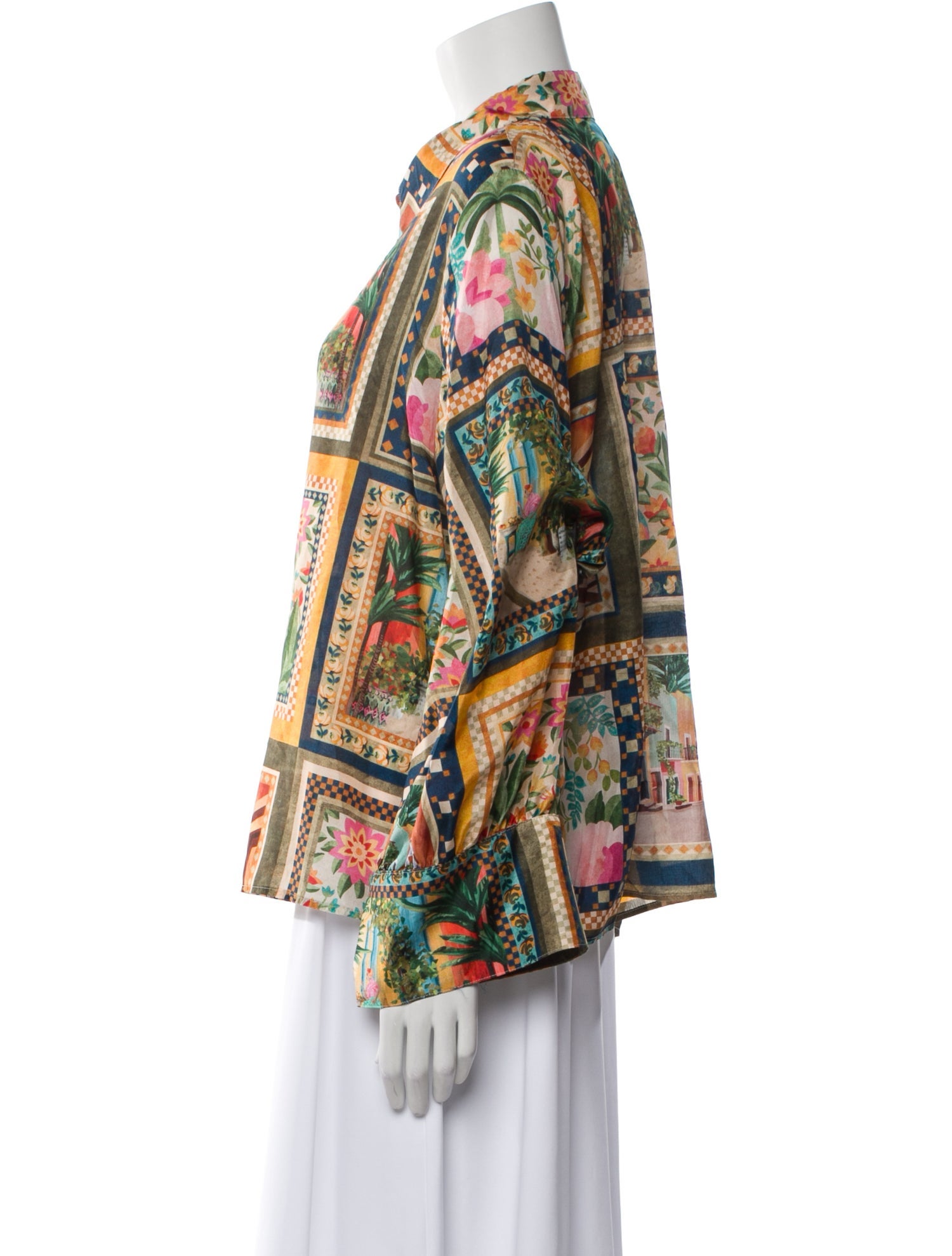 Momoni Silk Printed Button-Up Top