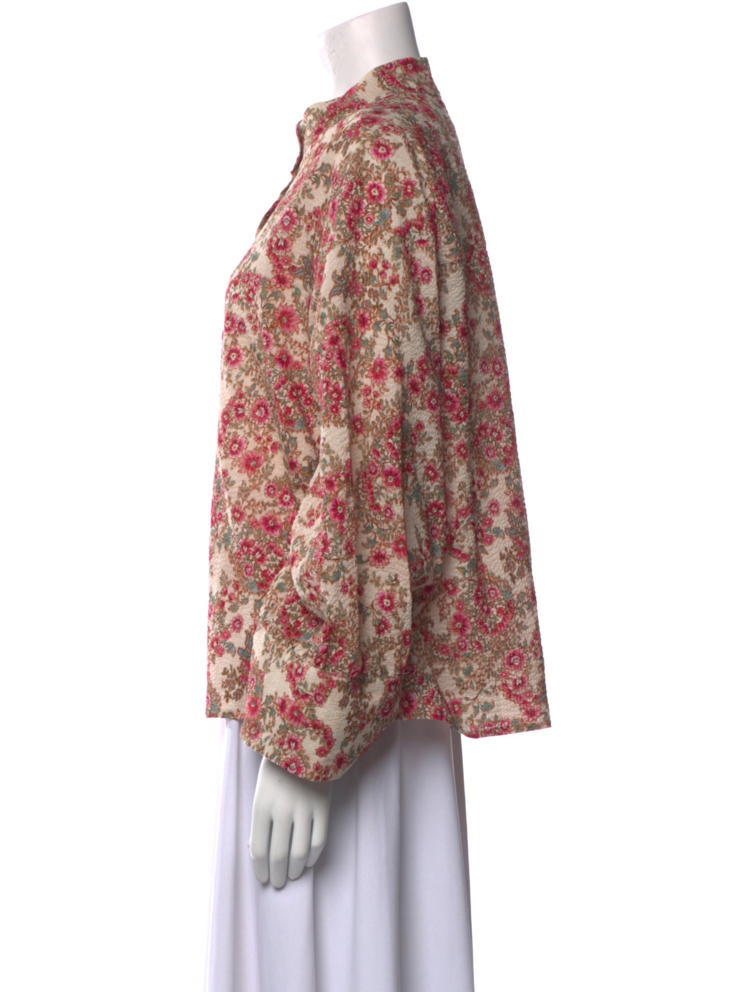 Momoni Floral Print Mock Neck Blouse