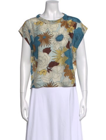 Pre-owned Momoní Silk Floral Print Top In Multi