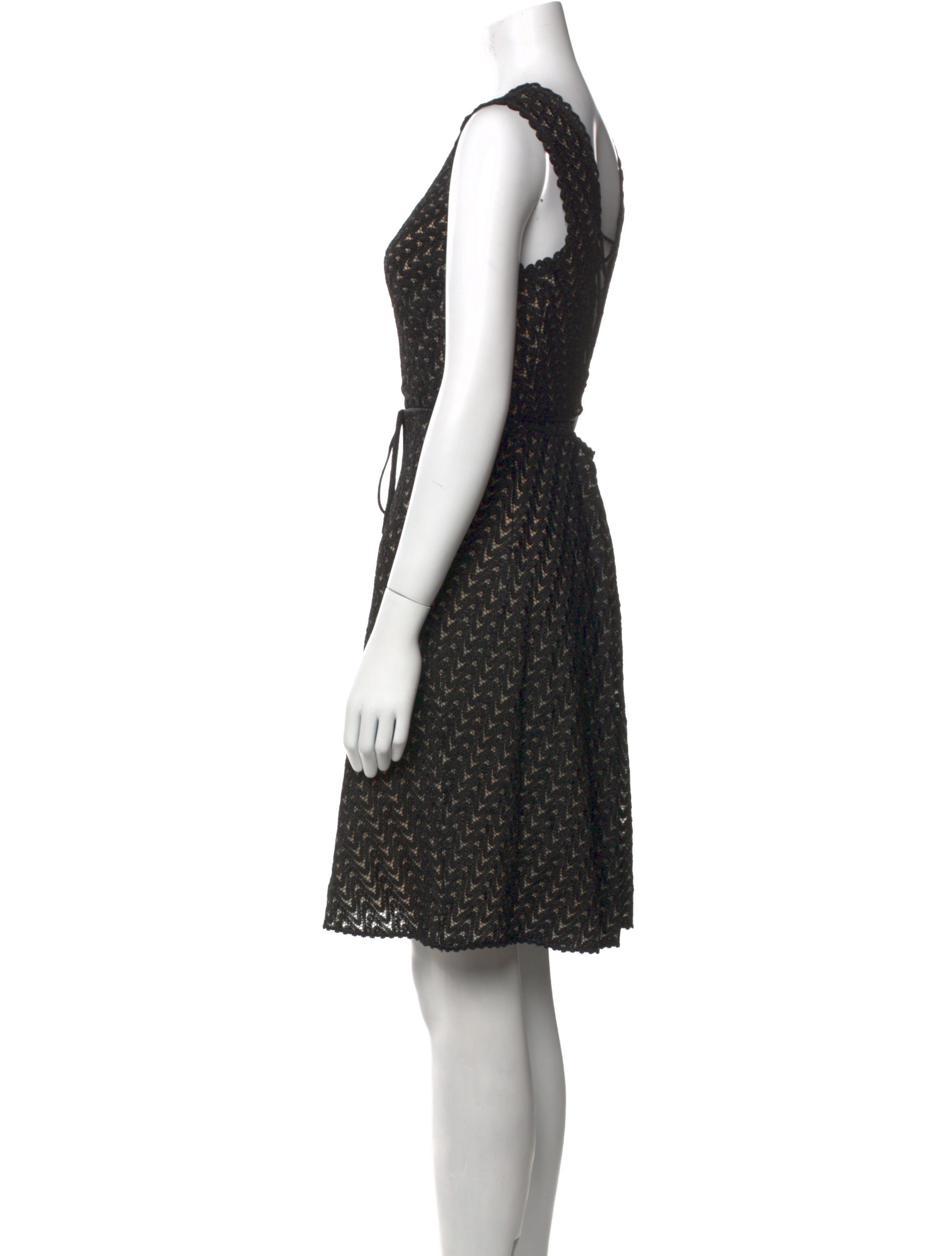Missoni Black & White Printed Tie Front Button Up Sleeveless Midi Dress