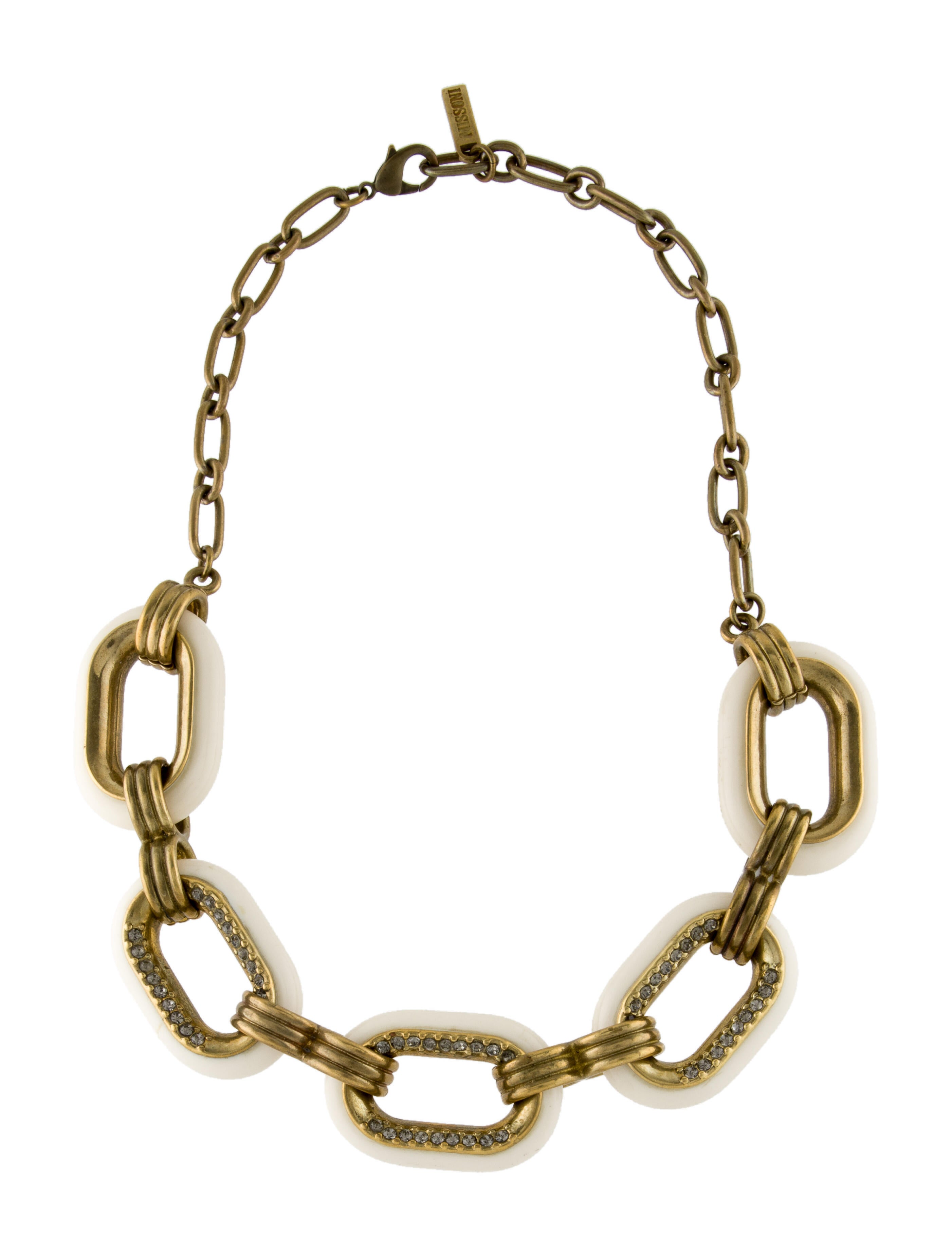 Missoni Resin & Crystal Chain Necklace White, GoldTone Metal Chain