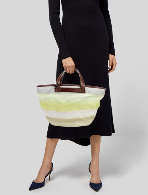 Missoni Leather Trim Canvas Tote Bag