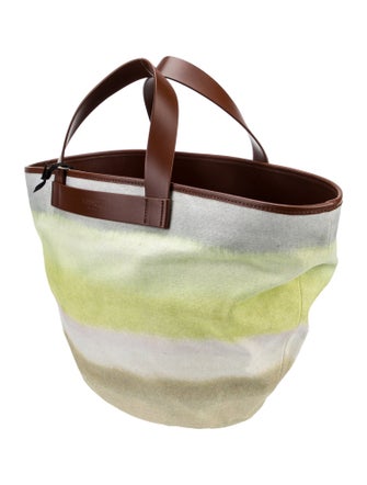 Missoni Leather Trim Canvas Tote Bag