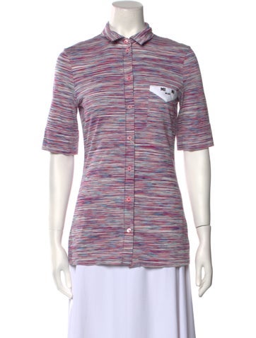 Missoni Tops Striped Short Sleeve Button-Up Top Us4, It40 | S
