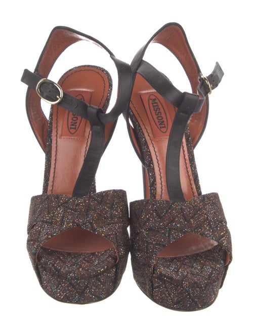 Missoni Printed Glitter Accents T-Strap Sandals
