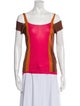 Missoni Colorblock Pattern Square Neckline Top