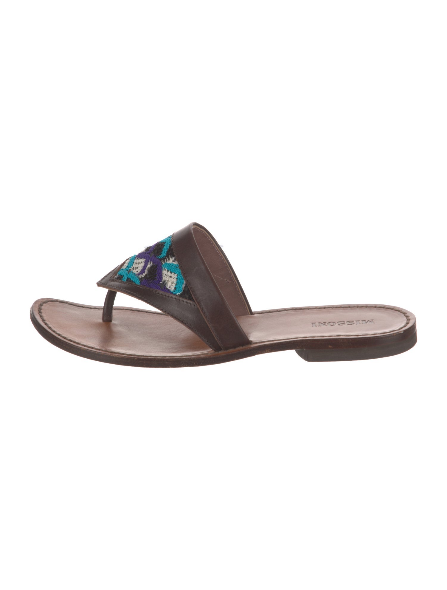 Missoni Leather Leather Trim Embellishment Slides