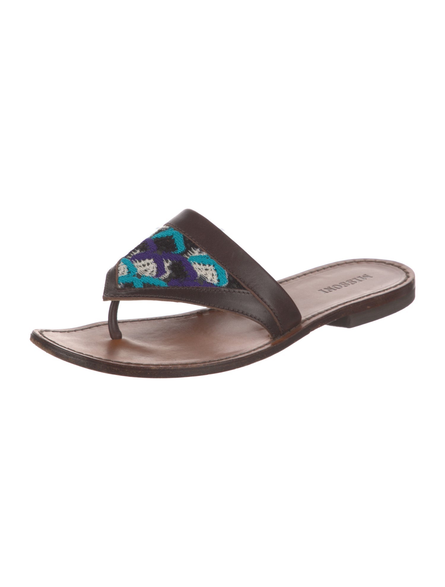 Missoni Leather Leather Trim Embellishment Slides