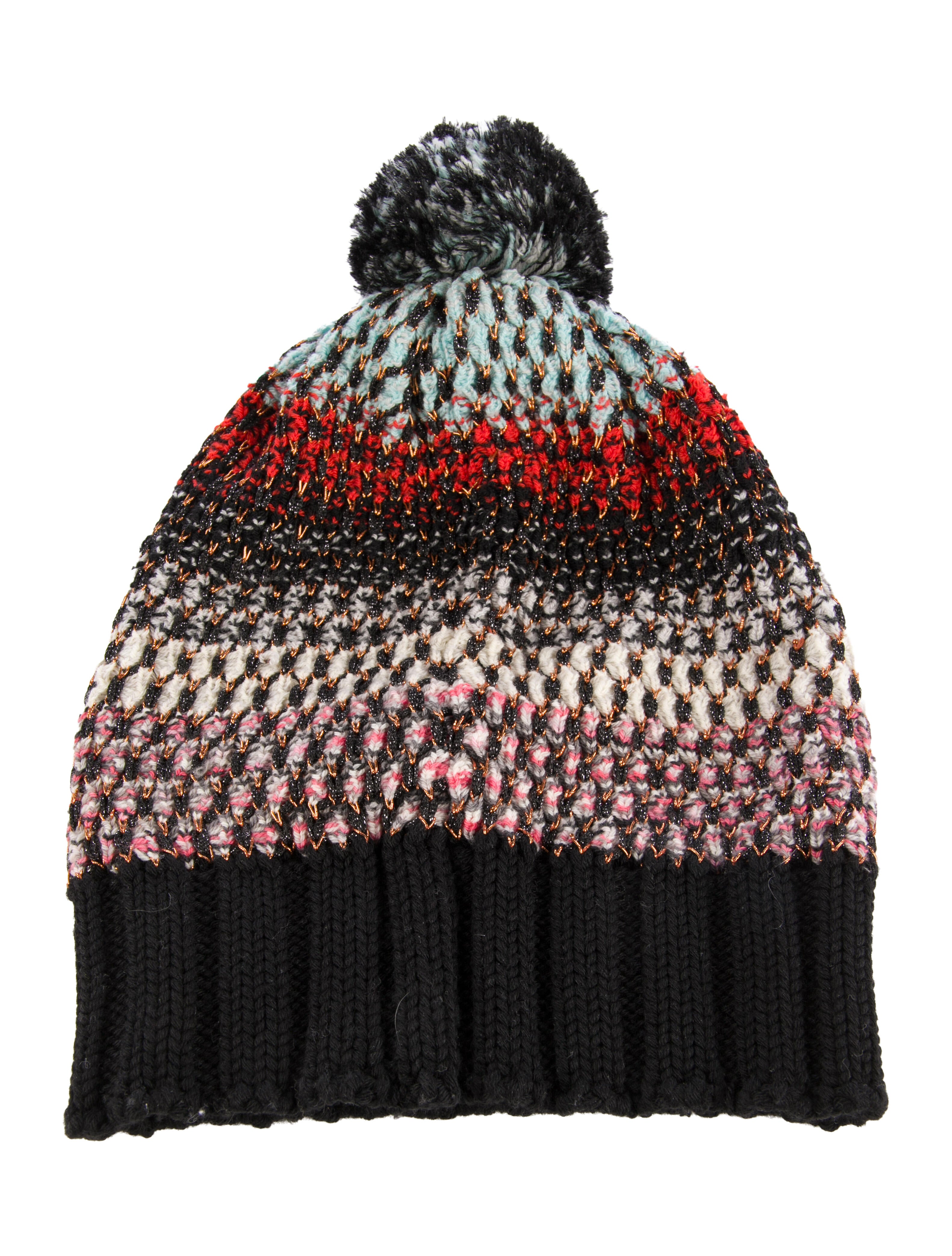 Missoni black pattern print knitted beanie
