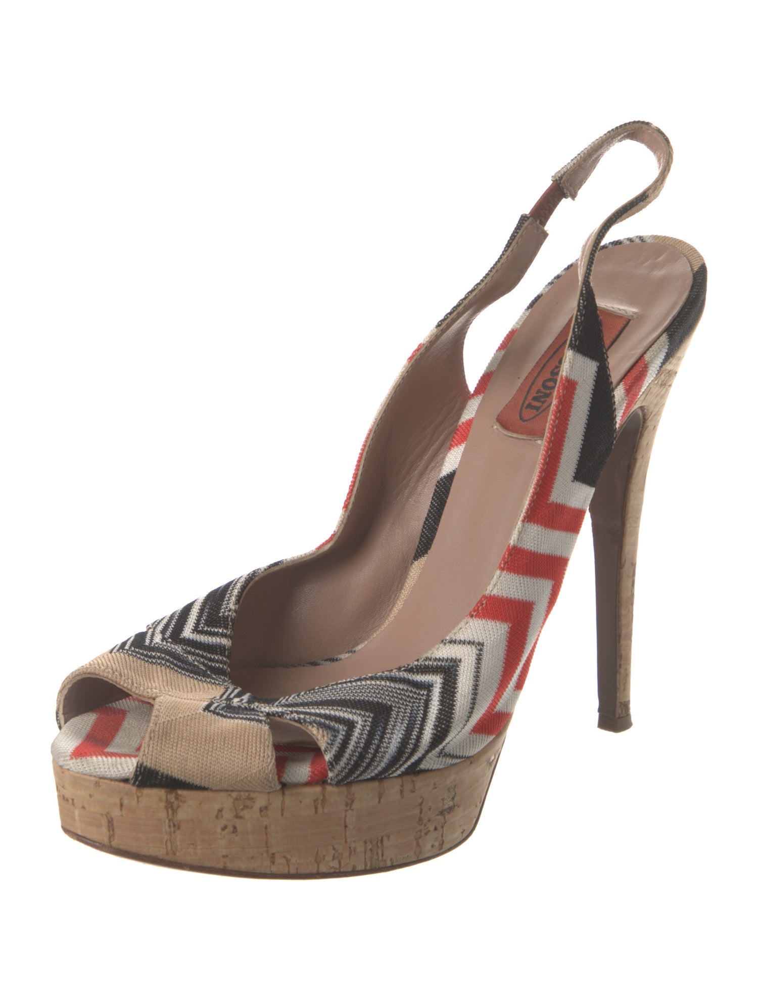 Missoni Printed Cutout Accent Slingback Pumps