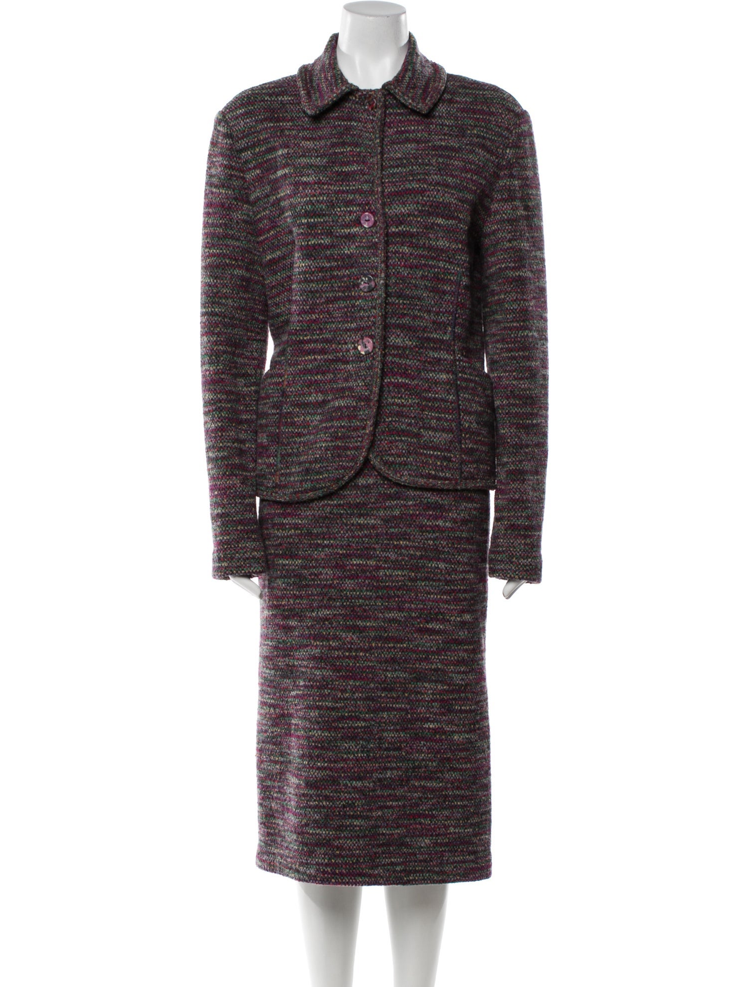 Missoni Wool Tweed Pattern Skirt Suit