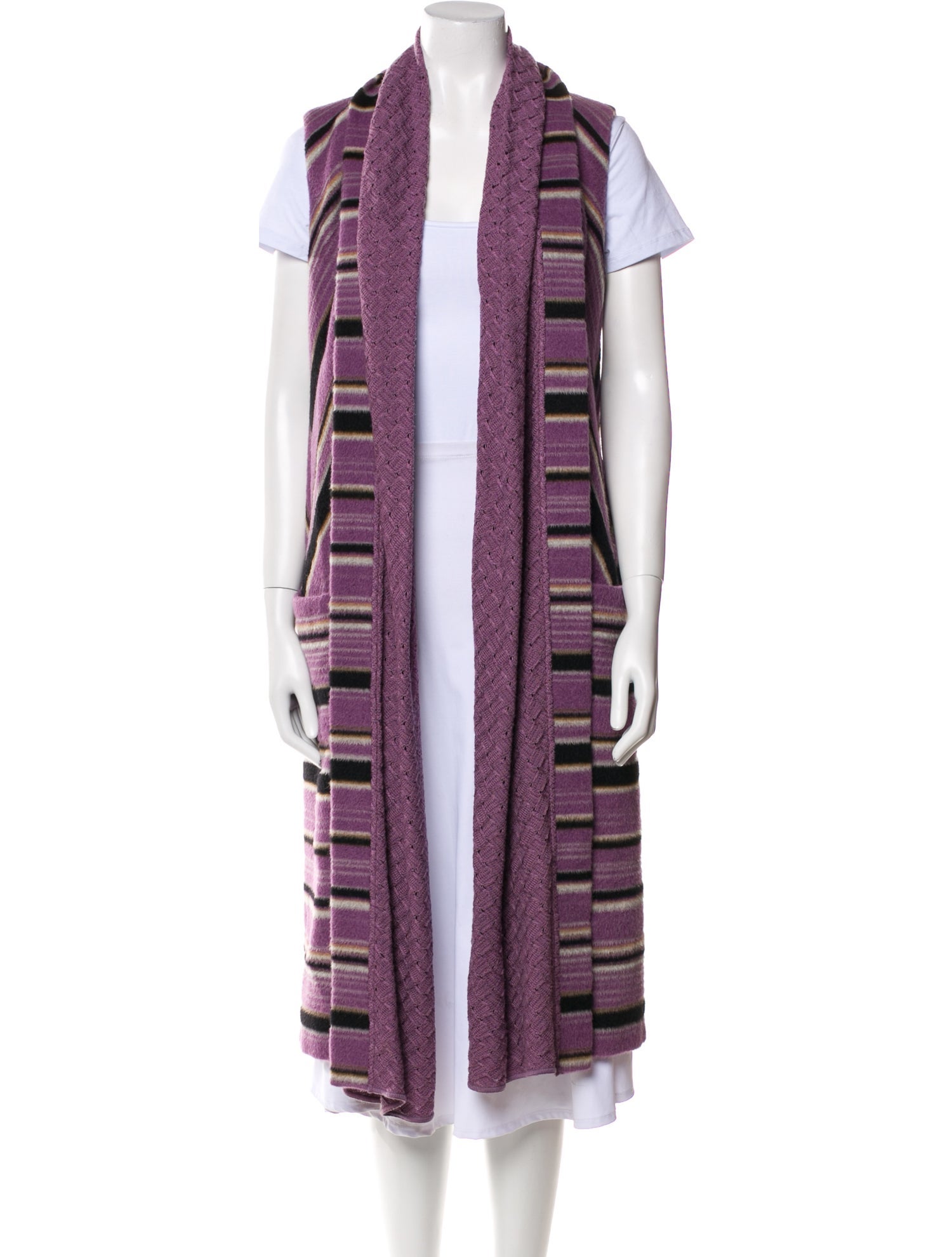 Missoni Alpaca Striped Faux Fur Coat