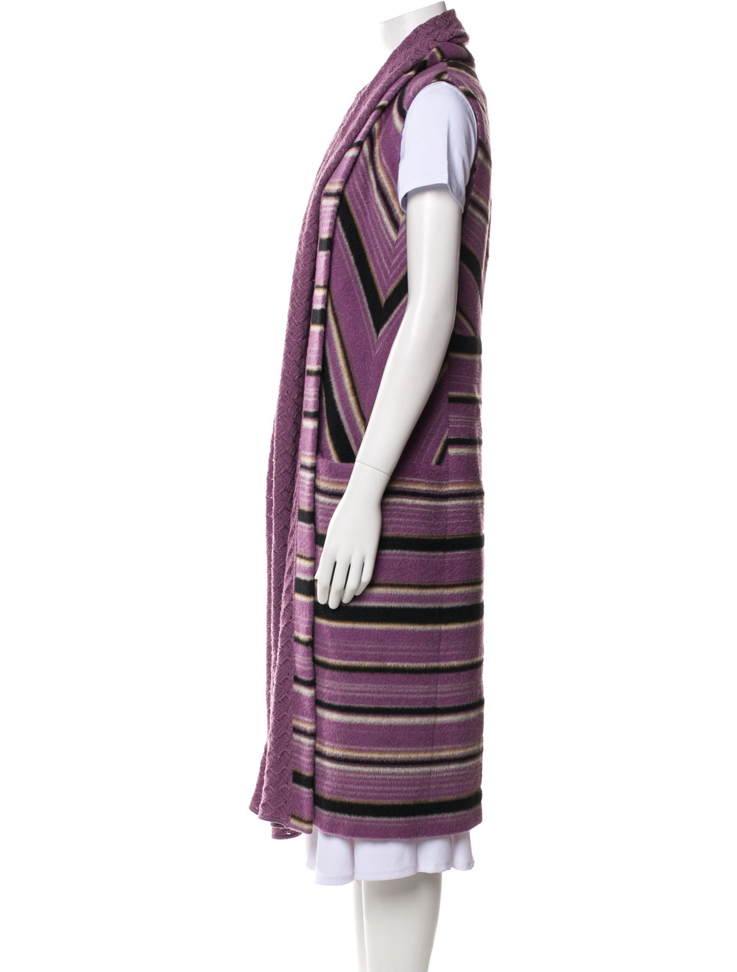 Missoni Alpaca Striped Faux Fur Coat