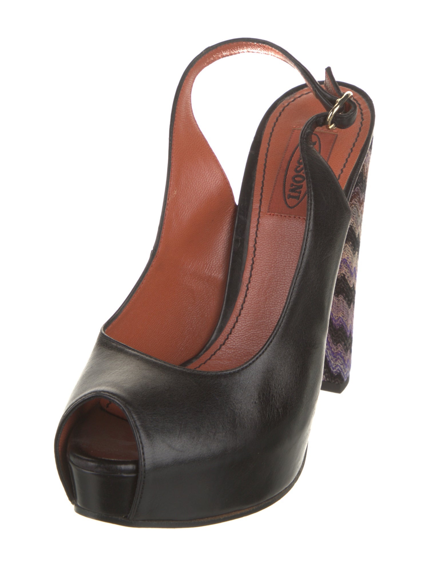 Missoni Leather Crochet Trim Slingback Pumps