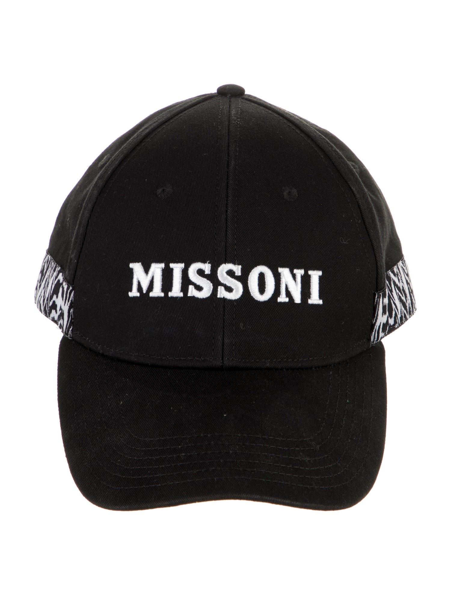 Missoni Black Missoni cotton baseball cap with print pattern at side with snap closure at back.