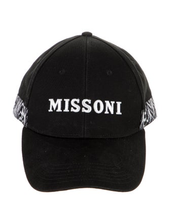 Missoni Black Missoni cotton baseball cap with print pattern at side with snap closure at back.
