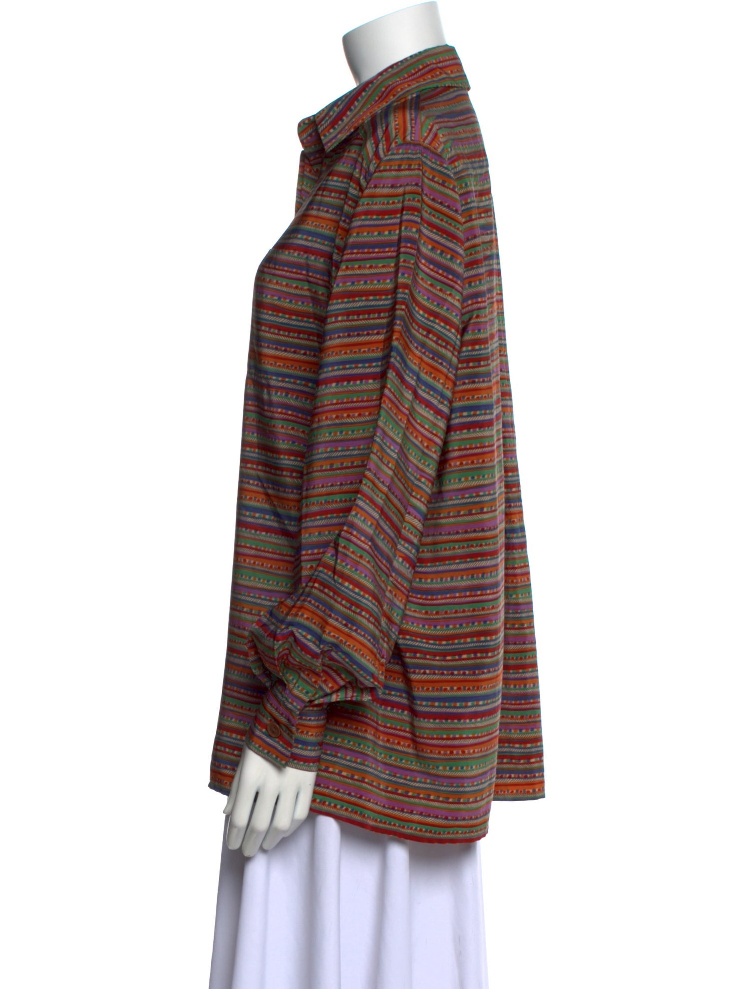 Missoni Striped Mock Neck Button-Up Top