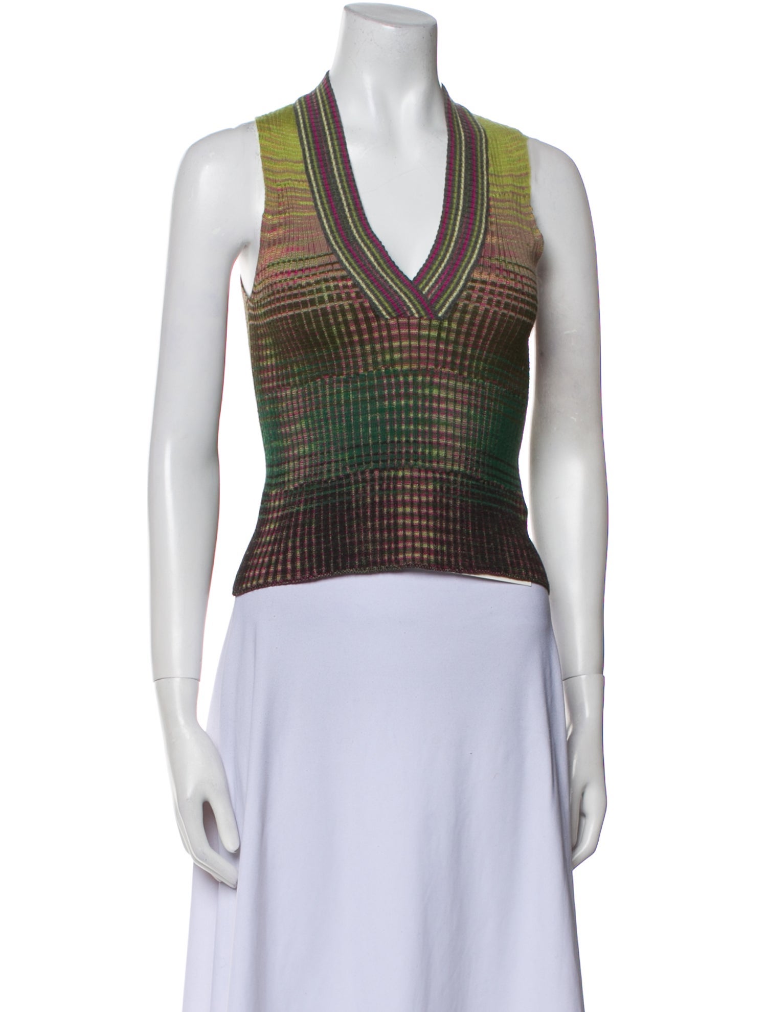 Missoni Plaid Print V-Neck Crop Top