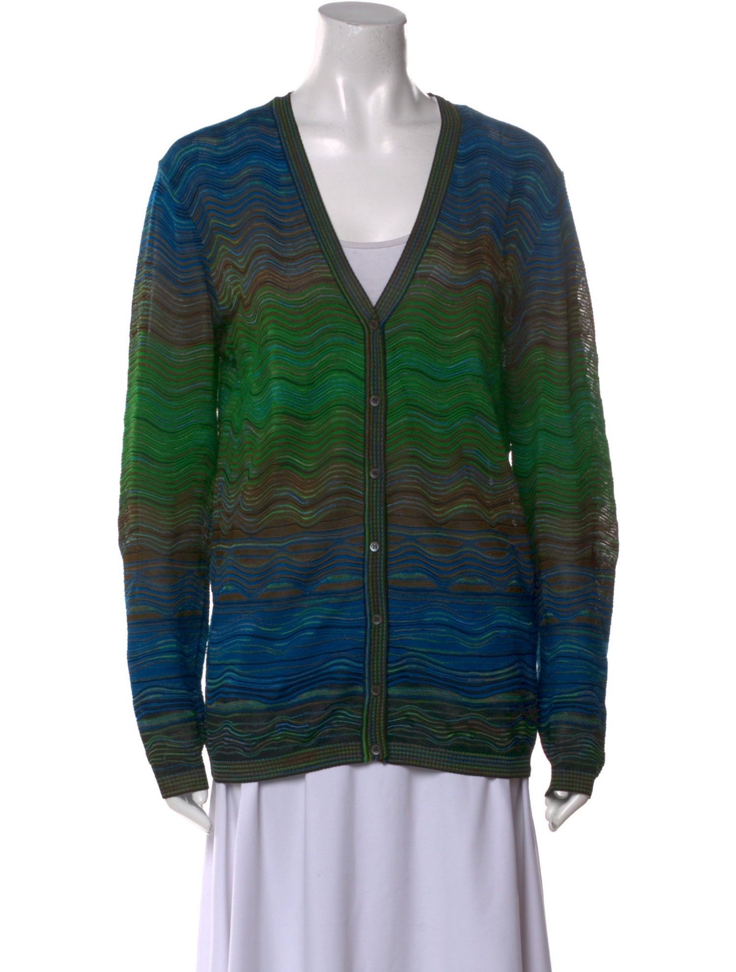 M Missoni Striped V-Neck Cardigan
