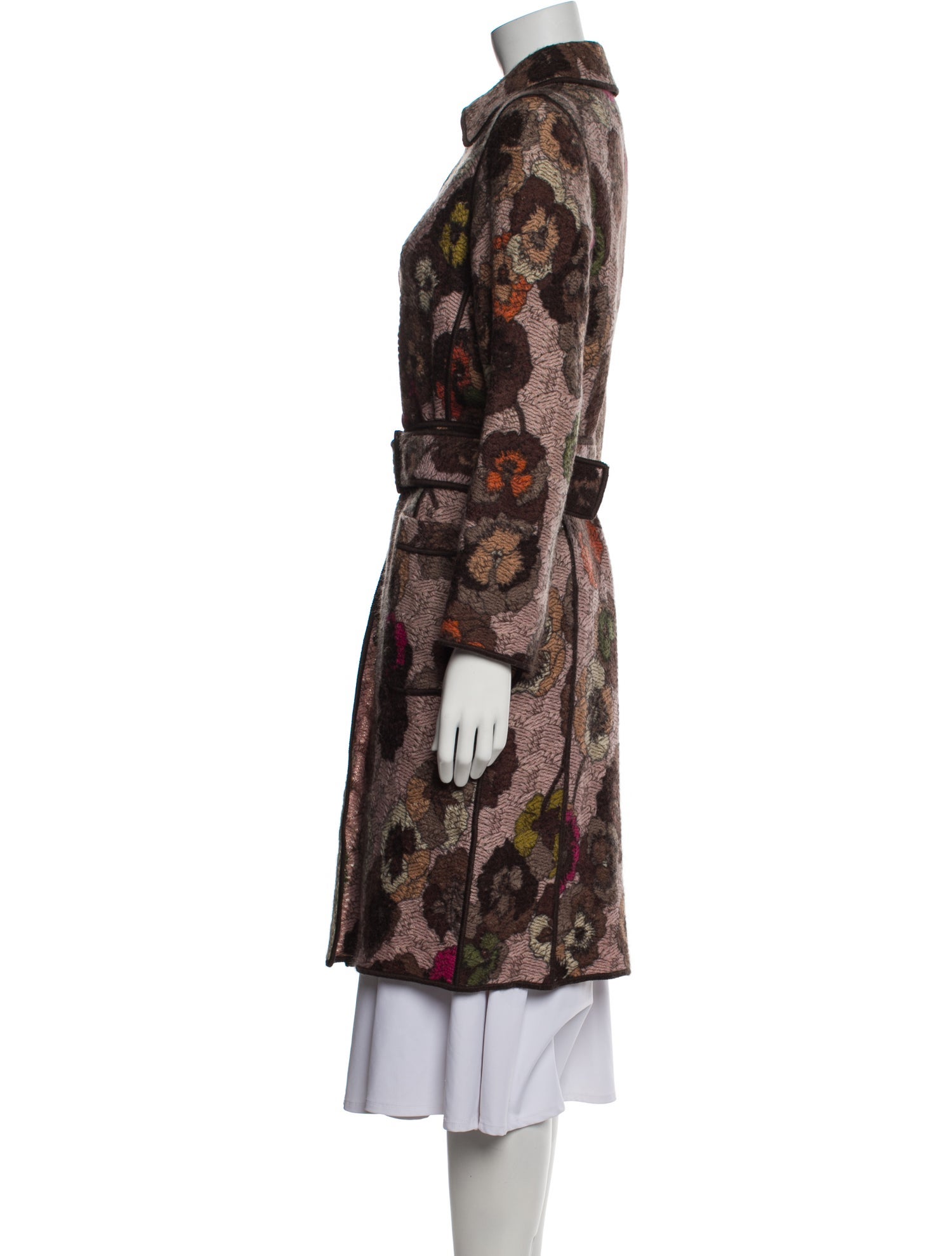Missoni Wool Floral Print Trench Coat