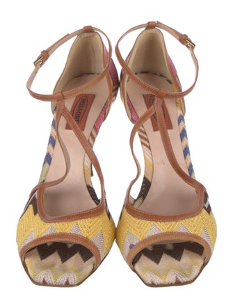 Missoni Leather Printed T-Strap Sandals