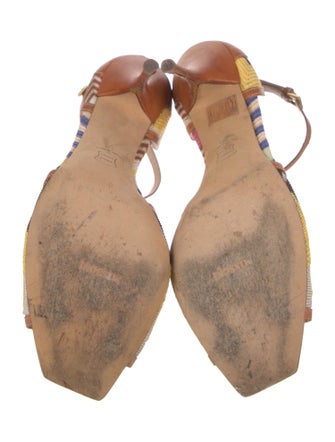 Missoni Leather Printed T-Strap Sandals