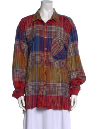 Missoni Plaid Print Long Sleeve Button-Up Top