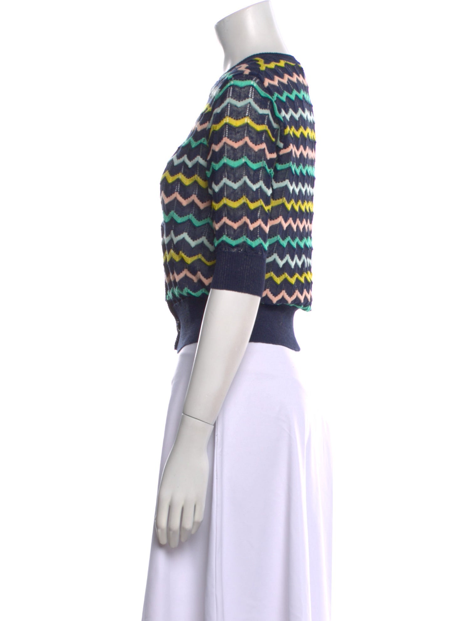 M Missoni Striped Crew Neck Crop Top